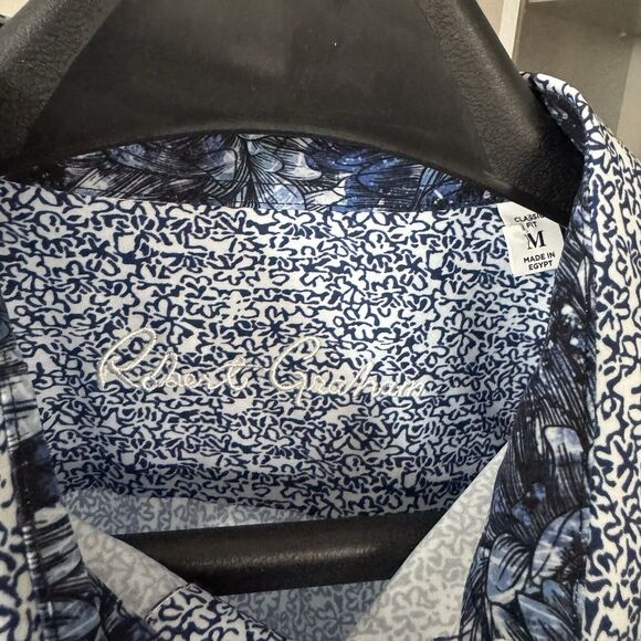 Robert Graham Classic Satin Blue Floral Pattern Button Long Sleeve Shirt M NEW - Picture 5 of 6